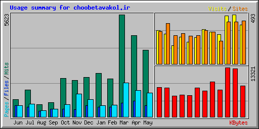 Usage summary for choobetavakol.ir